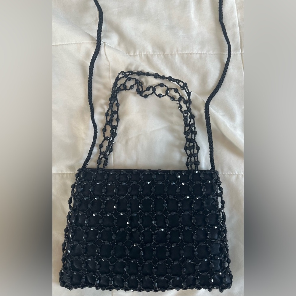 Black Beaded Crossbody Bag - Women